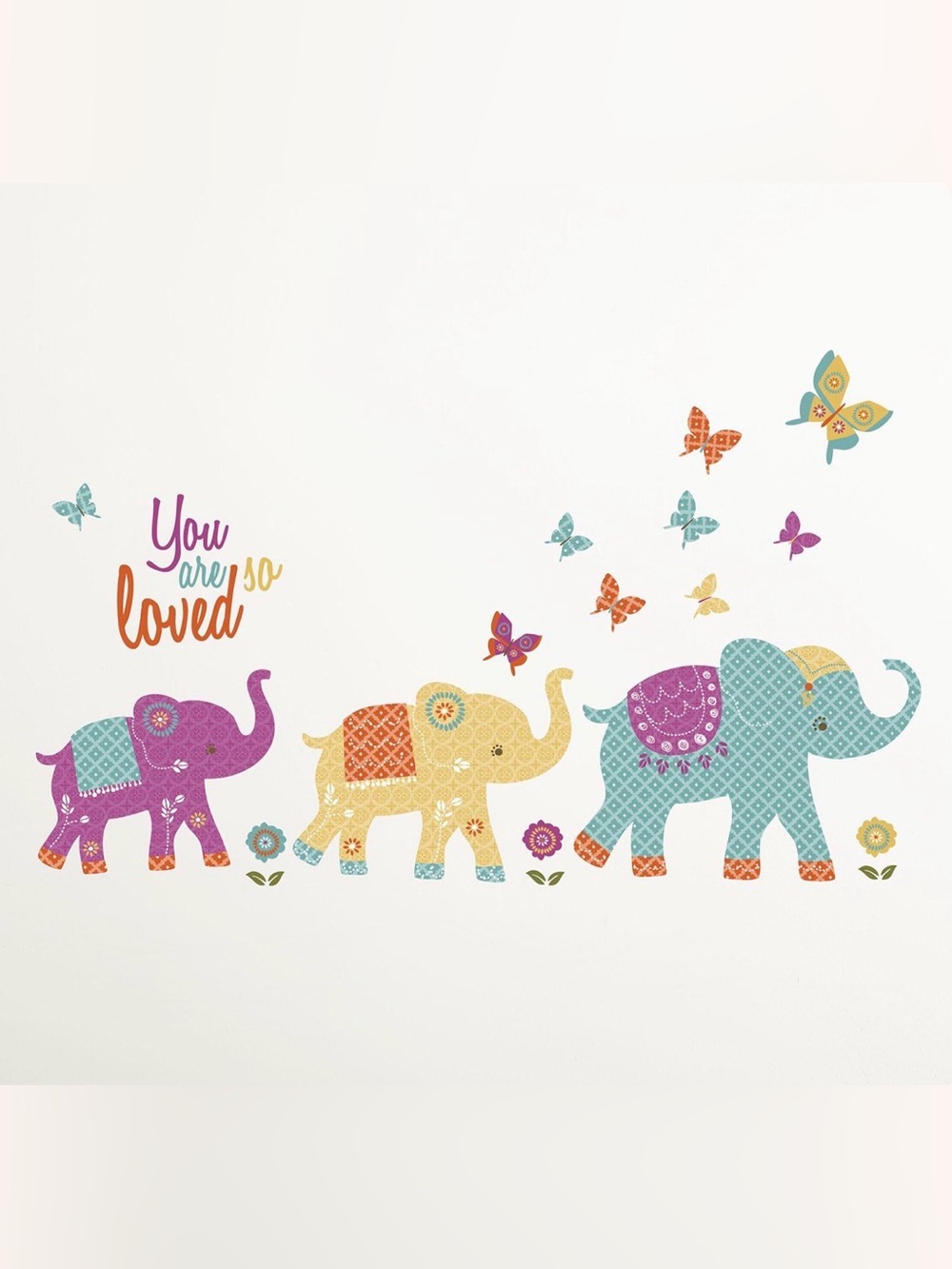 NIB Levtex Baby Zahara Elephant Butterfly Wall Decals Nursery Decor